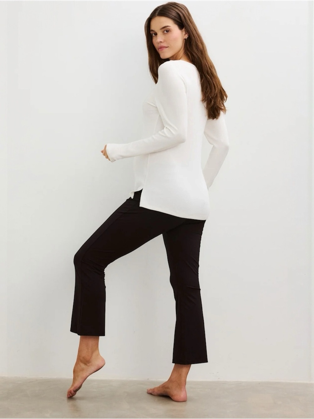 Hatch The Ultimate Maternity Before During After Crop Flare Leggings XL Black